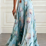 Nikau - Elegant Tulip Print V-neck Maxi Dress — view 7