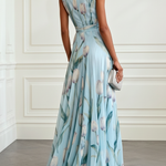Nikau - Elegant Tulip Print V-neck Maxi Dress — view 6