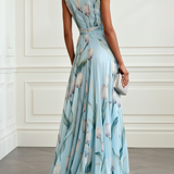 Nikau - Elegant Tulip Print V-neck Maxi Dress — view 6