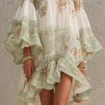 Green Chiffon Mini Dress with Butterfly Sleeves and Ruffles — view 5