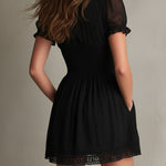 Black Pleated Mini Dress with Lace — view 3