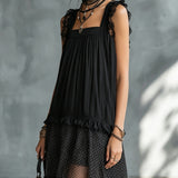 Black Tulle Mini Dress with Ruffles and Lace — view 2