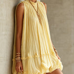 Chiffon Bubble Mini Dress with Yellow Collar and Frills — view 2