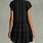 Black Chiffon Mini Dress with Lace and Stripes — view 3