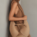 Betty | Brown Sleeveless Chiffon Mini Dress with Halter Neck and Ruffles — view 3