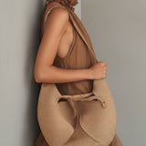 Betty | Brown Sleeveless Chiffon Mini Dress with Halter Neck and Ruffles — view 3