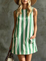 Sleeveless Mini Dress with Retro Stripes — view 3