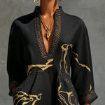 Black Mini Dress in Crochet Lace with Golden Pattern
