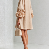 White Floral Mini Dress with Decorated Cuffs — view 46