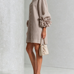 Taupe Mini Dress with Special Floral Cuffs — view 2