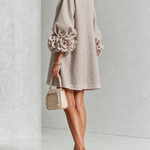 Taupe Mini Dress with Special Floral Cuffs — view 3