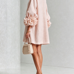 White Floral Mini Dress with Decorated Cuffs — view 20
