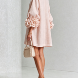 White Floral Mini Dress with Decorated Cuffs — view 20