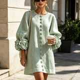 White Floral Mini Dress with Decorated Cuffs — view 32