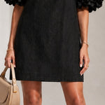 Black Organza Mini Dress with Puffed Sleeves — view 6