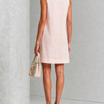 Pink Floral Sleeveless Mini Dress with Buttons — view 4