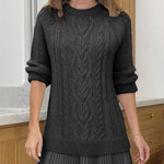 Mini Knit Dress with Braided Pattern, Ivory — view 5