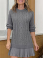 Mini Knit Dress with Braided Pattern, Ivory