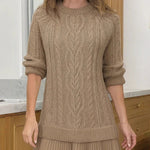 Mini Knit Dress with Braided Pattern, Ivory — view 6