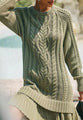 Mini Knit Dress with Braided Pattern, Ivory — view 9