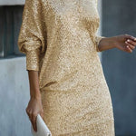 Elegant Mini Dress with Sparkles and Bare Shoulders