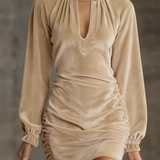 Mini Velvet Dress with High Neck and Neckline — view 6