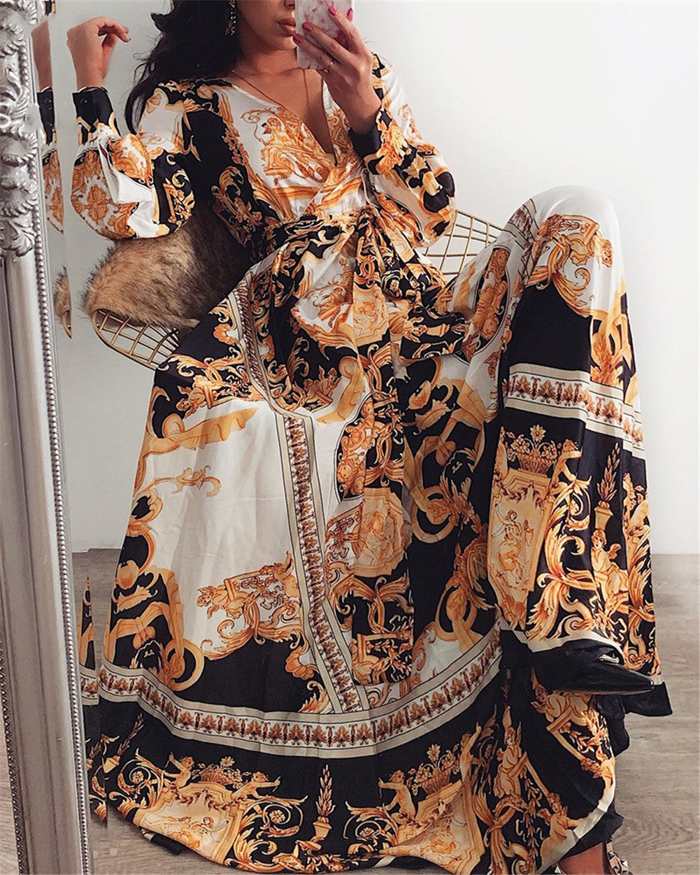 Faye - Boho Printed Dress — view 12