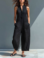 Sleeveless Linen Overalls