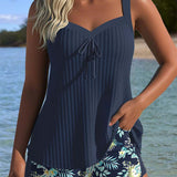 Laluna® | Striped Tankini with Two-Piece Beach Shorts — view 5