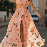 Sella - Ruched One Shoulder A-Line Maxi Chiffon Dress — view 7