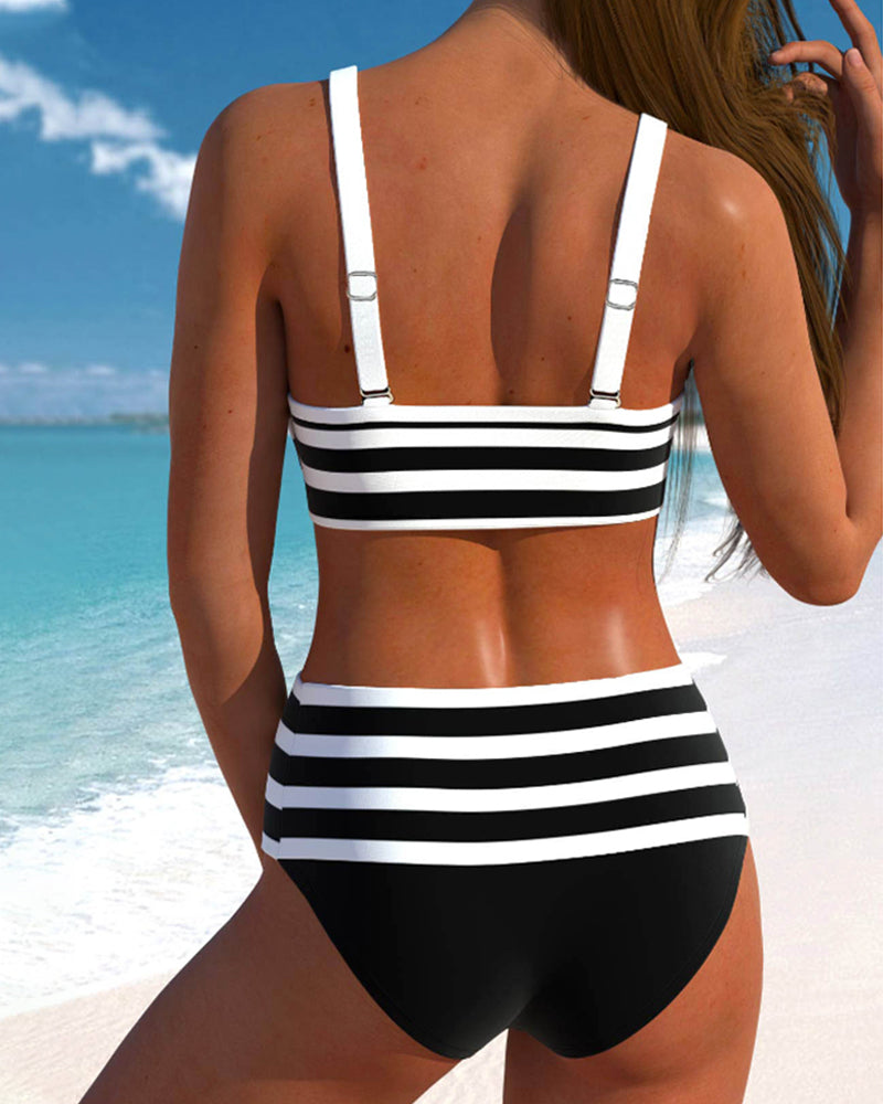 Laluna® | Striped High-Waisted Bikini — view 5