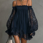 Noemi | Navy Blue Chiffon Mini Dress — view 3