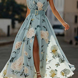 Sella - Ruched One Shoulder A-Line Maxi Chiffon Dress — view 5