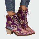 Floral Leather Ankle Boots — view 2