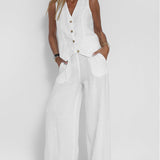 Aira - Vest with Buttons & Wide-Leg Pants Set