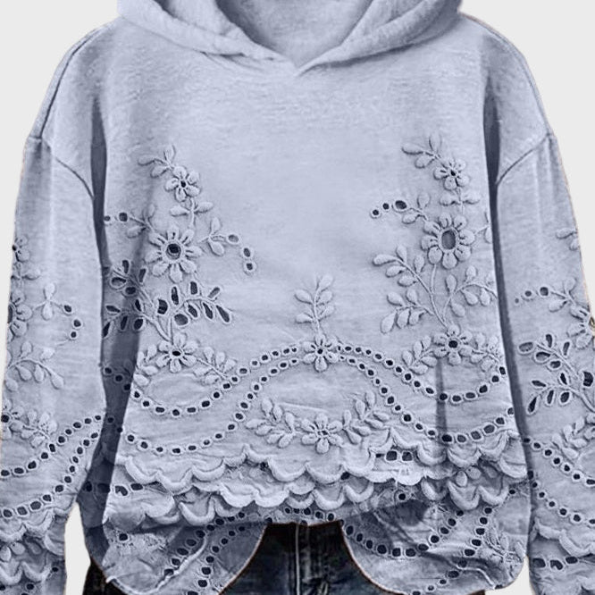 Hooded Sweatshirt in Lace — view 2