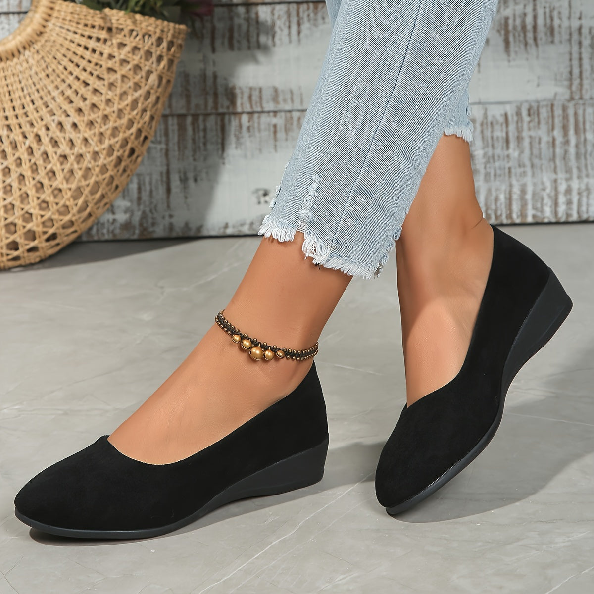 Sela - Comfortable Wedge-Heel Ballet Flats