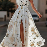 Sella - Ruched One Shoulder A-Line Maxi Chiffon Dress — view 3