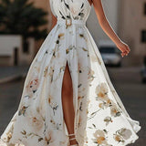 Sella - Ruched One Shoulder A-Line Maxi Chiffon Dress — view 3
