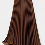 Long Pleated Satin Skirt