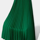 Long Pleated Satin Skirt