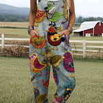 Vintage Colourful Bird Dungarees