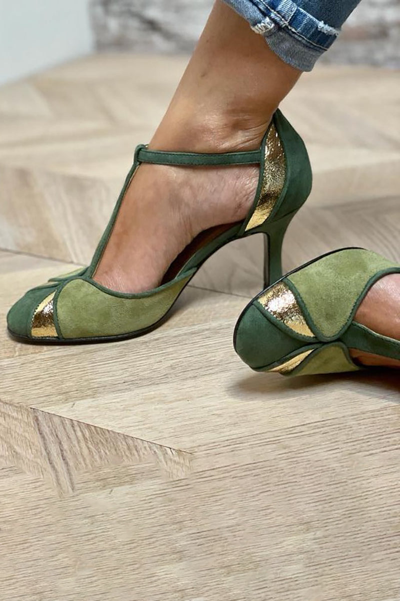 Taviana - Patchwork Pumps with T-Strap and Closed Toe — view 3