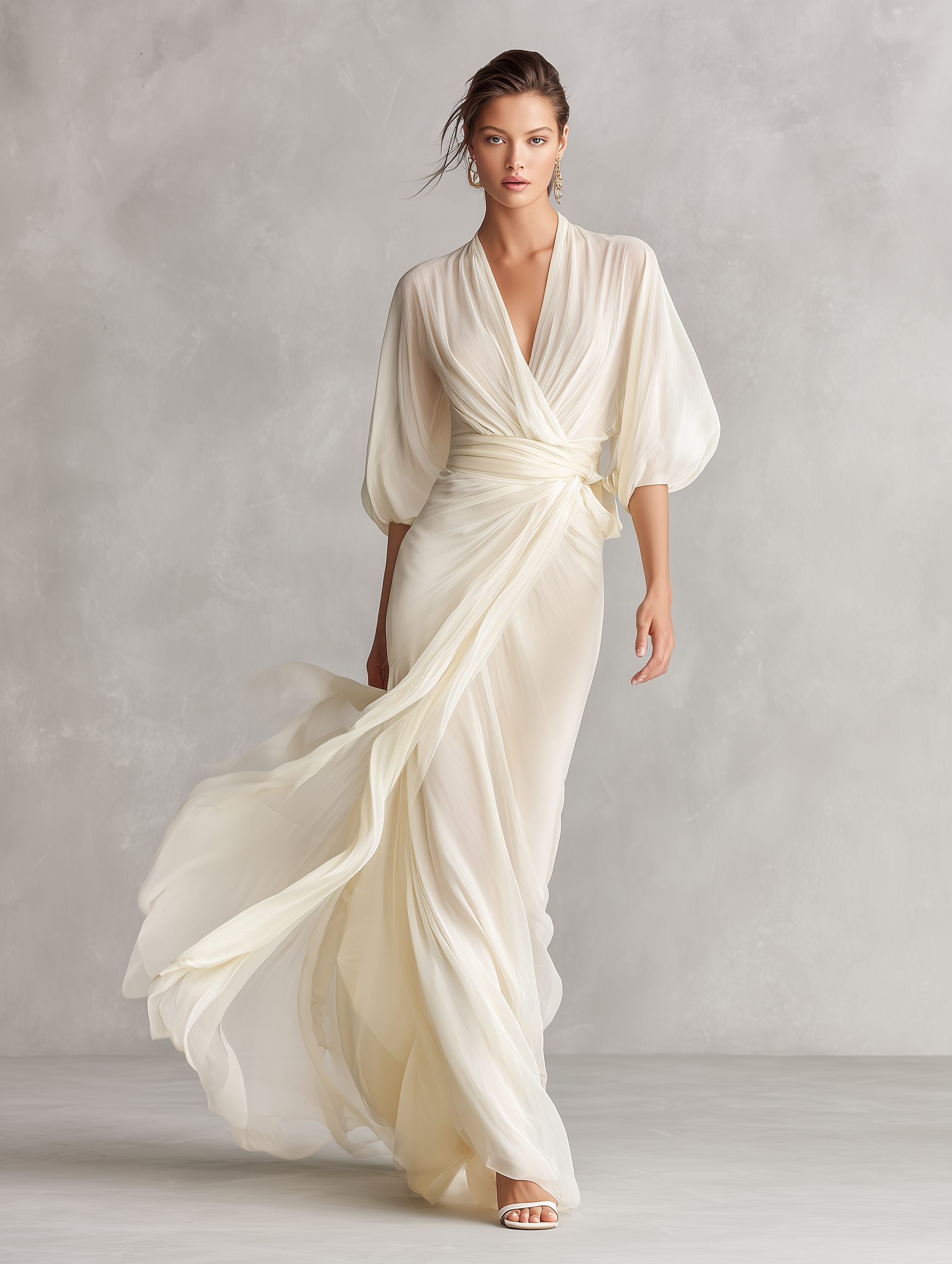 Sefa - Ivory Sheer Chiffon Dress — view 3