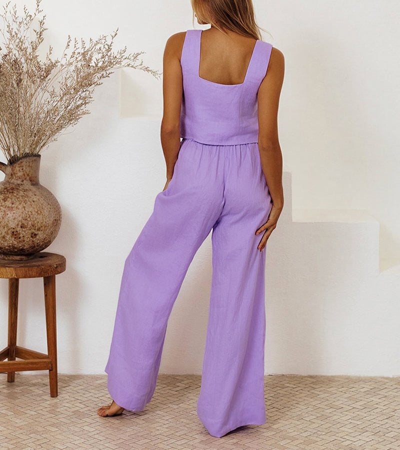 Megan - Minimalist Top and Flared Pants Set — view 7