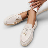 Beige Women's Loafers with Decorative Cord — view 4