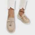 Beige Women's Loafers with Decorative Cord — view 2