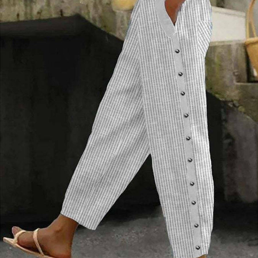 Linaya - Striped Button Pants — view 2