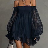 Noemi | Navy Blue Chiffon Mini Dress — view 5