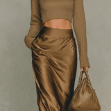 Florence - Golden-brown knit turtleneck top — view 4